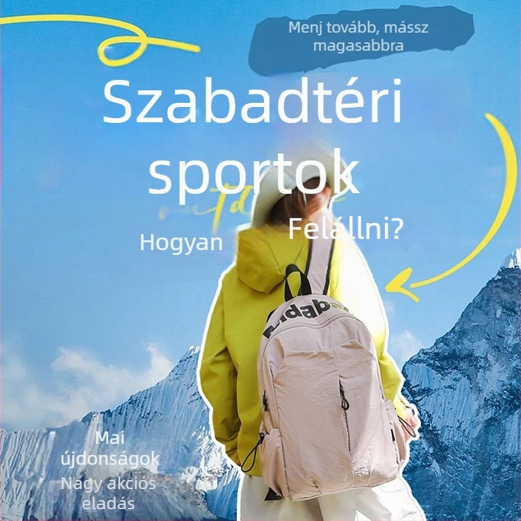 Földszínű sárga hátizsák, 20–35 literes kapacitás, könnyű, strapabíró, 8 hüvelykes laptop számára, mindennapi használatra