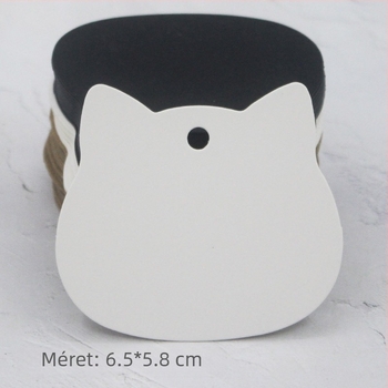 Kraft papírból készült üres címkék, macska alakú, 100 db, 6x6 cm