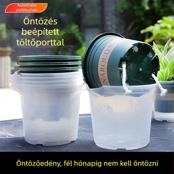 Önöntözős, dupla rétegű műanyag virágtartó belső erkélyre, átlátszó víztartály