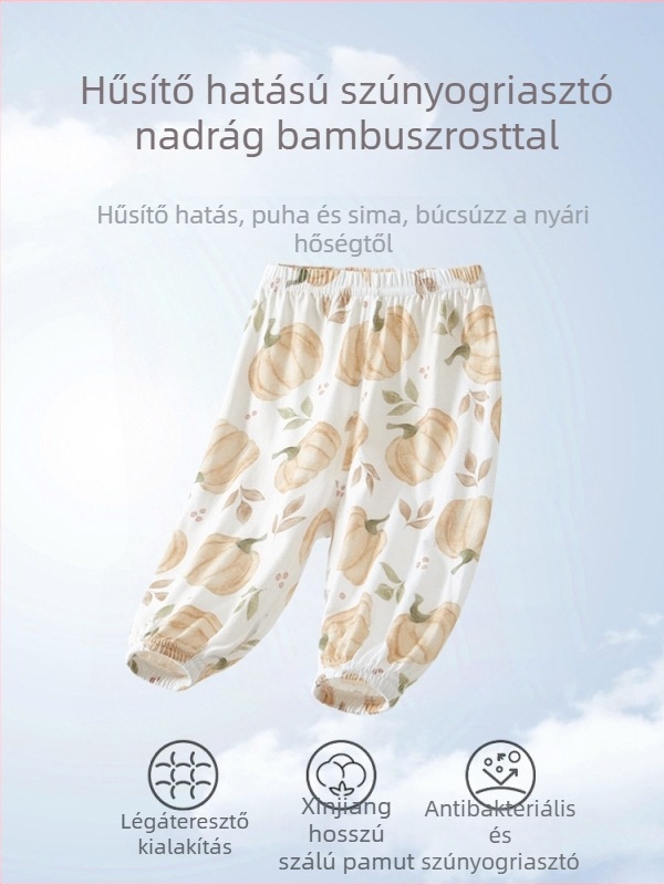 Gyermekeknek szúnyogriasztó pamut nadrág, uniszex, nyár