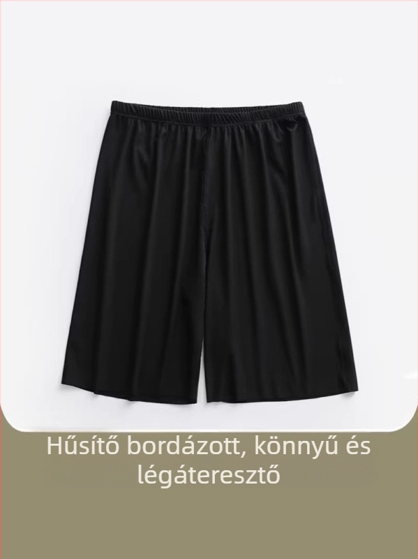 Férfi nyári ICE-SILK rövidnadrág, könnyű, gyorsan száradó, rugalmas sport rövidnadrág otthonra és alváshoz, kapri hossz.