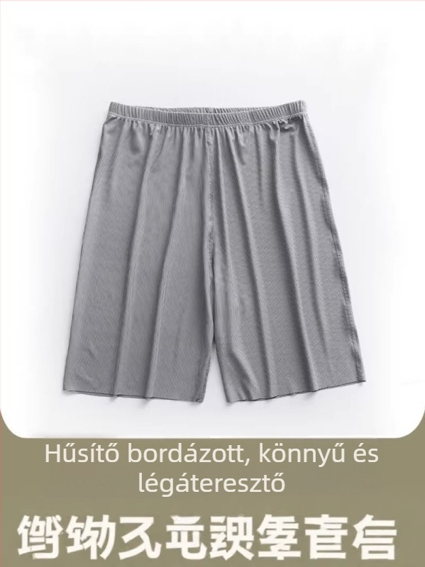 Férfi nyári ICE-SILK rövidnadrág, könnyű, gyorsan száradó, rugalmas sport rövidnadrág otthonra és alváshoz, kapri hossz.