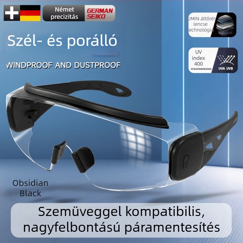 Szélvédett kerékpáros védőszemüveg hegymászáshoz és síeléshez, elegáns, por- és páramentes, szemüveggel is viselhető, uniszex