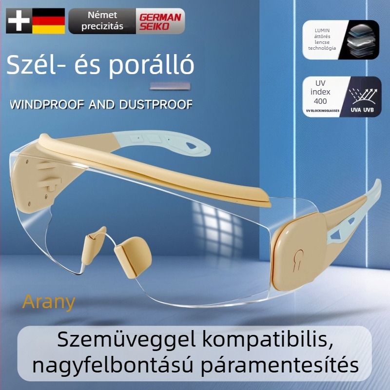 Szélvédett kerékpáros védőszemüveg hegymászáshoz és síeléshez, elegáns, por- és páramentes, szemüveggel is viselhető, uniszex