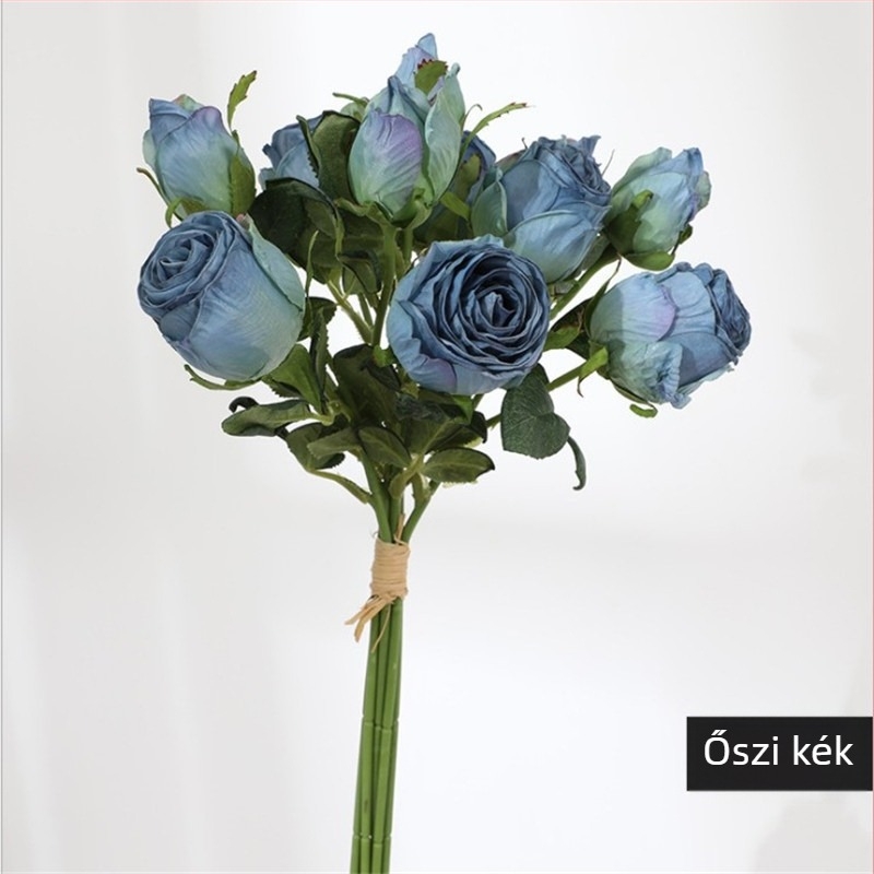 Vintage stílusú mesterséges rózsa csokor nappali dekorációhoz és fotózási rekvizitekhez