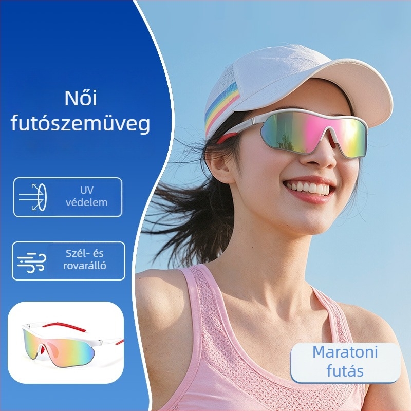 Női futó szemüveg kültérre UV védelemmel, szélvédett, polarizált, maratonhoz