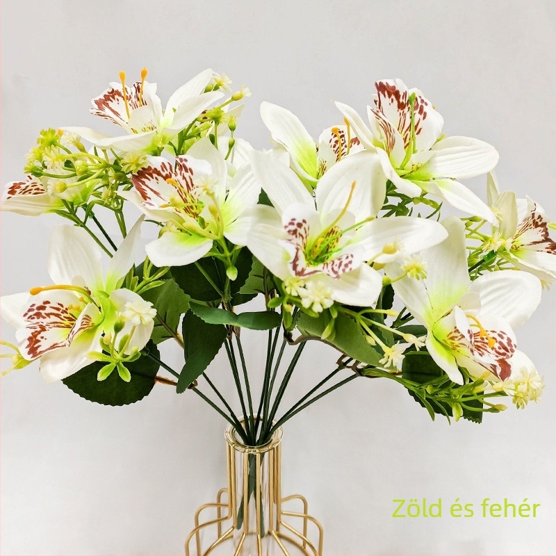 Mesterséges orchideák, selyem virágok esküvői dekorációhoz, műanyag virágokból álló csokor, élethű hatás