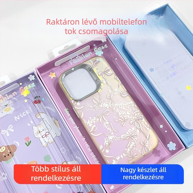Készleten: Új modell mobiltelefon-doboz, színes csomagolással és edzett fóliával a képernyőhöz, 3C digitális csomagolás
