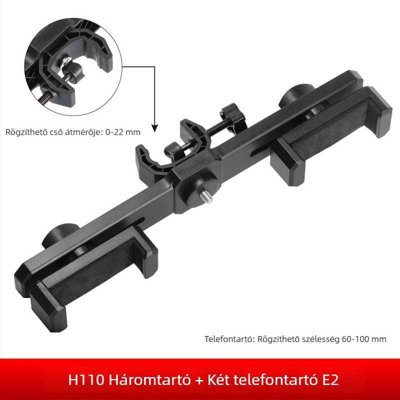 Okostelefon élő közvetítéséhez: állvány kettős keresztcsővel és három rögzítővel, gimbal a selfiehez — padlóra álló tripod kiegészítő