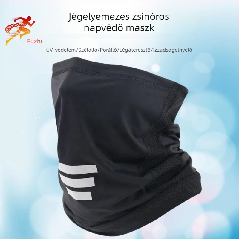 Jégselyem anyagból készült kerékpáros maszk zsinórral, UV-védelem, lélegző nyakkendő, halászathoz arc kendő, fejfedő