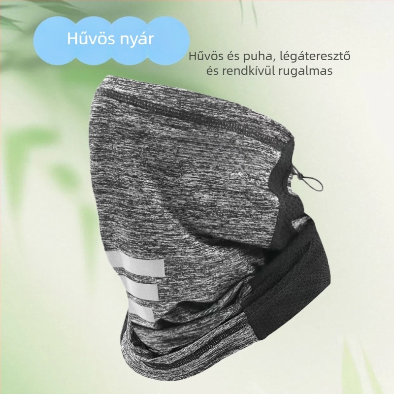 Jégselyem anyagból készült kerékpáros maszk zsinórral, UV-védelem, lélegző nyakkendő, halászathoz arc kendő, fejfedő