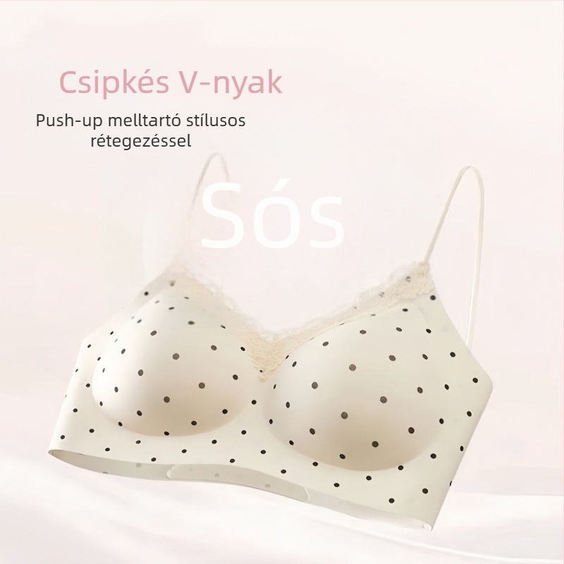 Csipkés szegélyű, varrat nélküli melltartó kis méretű mellhez, push-up és emelőhatás, édes virágmintás, kényelmes viselet