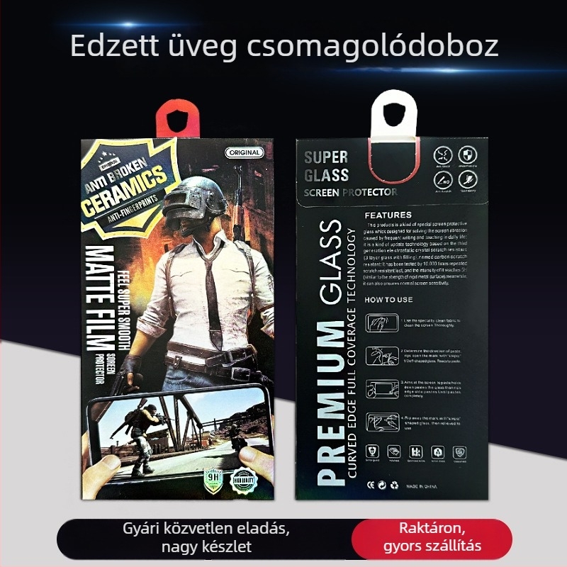 Mobiltelefon üvegfólia csomagoló dobozban, 3D-s sztereó dizájn, kerámia matt felület