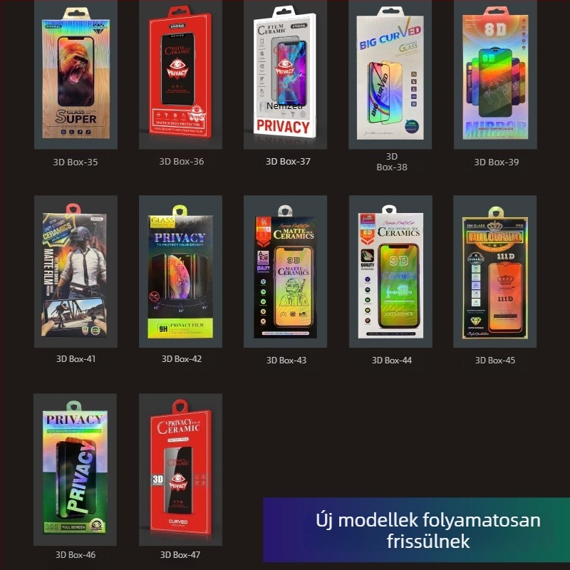 Mobiltelefon üvegfólia csomagoló dobozban, 3D-s sztereó dizájn, kerámia matt felület