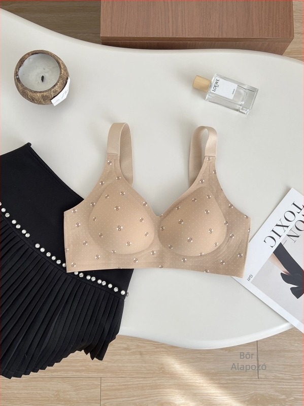 Női varrat nélküli sportmelltartó nude színben, push-up, anti-lógás, 3/4 kosár, széles vállpántok, puha támasz, nagy méret