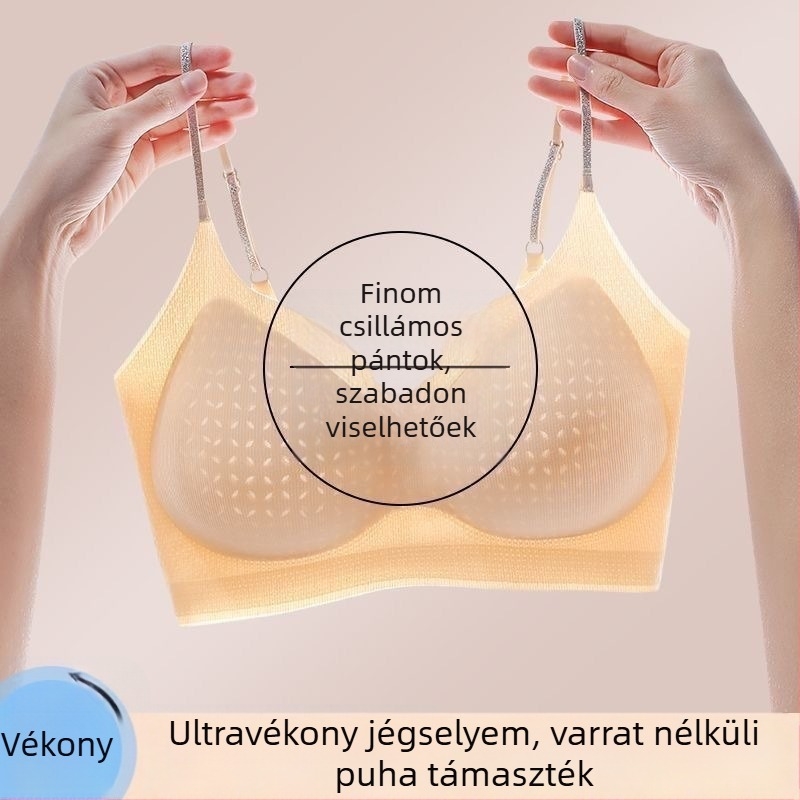 Csillogó vállpántos, varrat nélküli melltartó, puha támogatás, formázás és emelés, megakadályozza a megereszkedést, szép háta