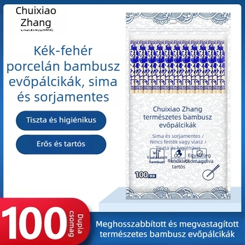Egyszer használatos bambuszból készült evőpálcikák, egyenként csomagolt higiénikus használathoz, alkalmas otthoni és éttermi használatra, 50 pár egy csomagban, biológiailag lebomló, logó nyomtatása lehetséges