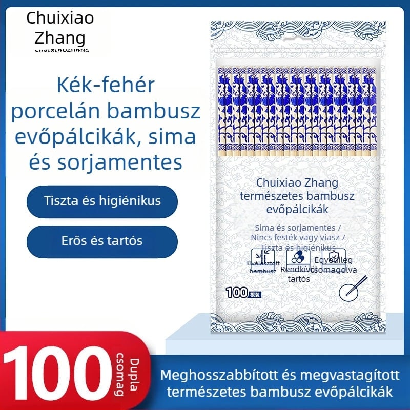 Egyszer használatos bambuszból készült evőpálcikák, egyenként csomagolt higiénikus használathoz, alkalmas otthoni és éttermi használatra, 50 pár egy csomagban, biológiailag lebomló, logó nyomtatása lehetséges