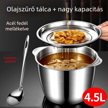 Konyhai rozsdamentes acél olajtartály, nagy kapacitású, olaj és zsír tárolására