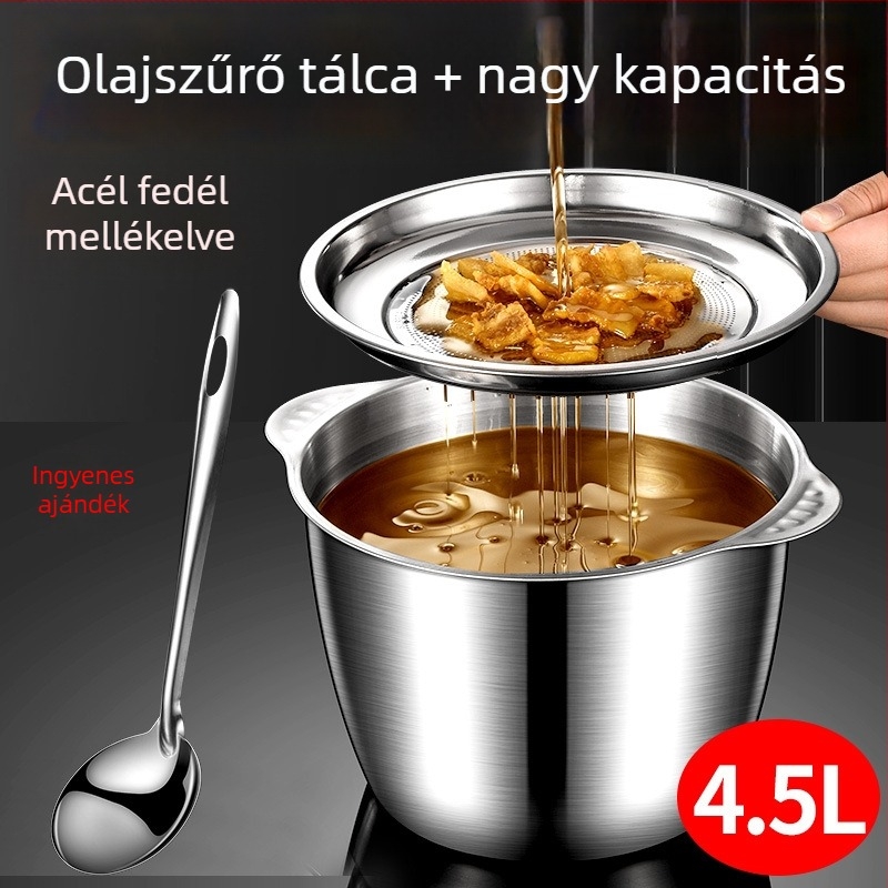 Konyhai rozsdamentes acél olajtartály, nagy kapacitású, olaj és zsír tárolására