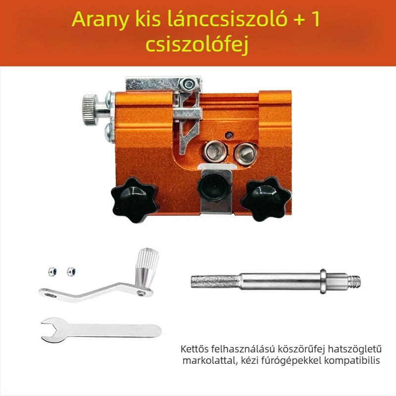 Kézikerékes lánc élező, hordozható fűrészlánc élező eszköz, élezőfej és reszelő