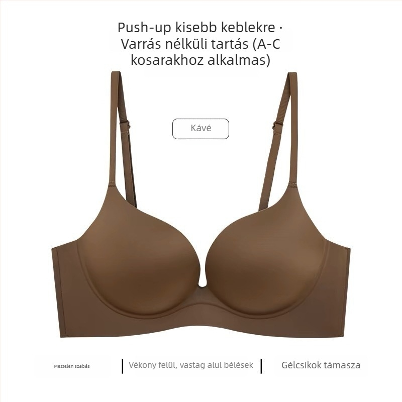 Drót nélküli push-up melltartó, 3/4 kosár, varrat nélküli, oldalsó formázás, egy darabos kivitel, nőknek