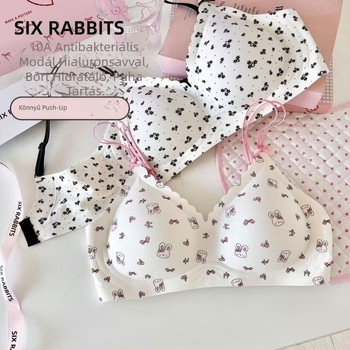 Six Rabbits varrat nélküli melltartó nőknek, anti-esés, vékony pántok, finom virágmintás.