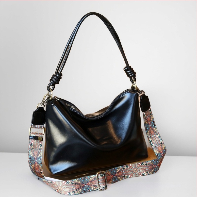 Női kézitáska természetes bőrből, nagy kapacitású, állítható váll- és crossbody pánttal, városi minimalista stílus