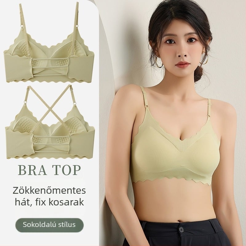 Sima hátkiszorító top fix kosarakkal, állítható vállpántokkal, vezeték nélküli, természetes hatású, nőknek