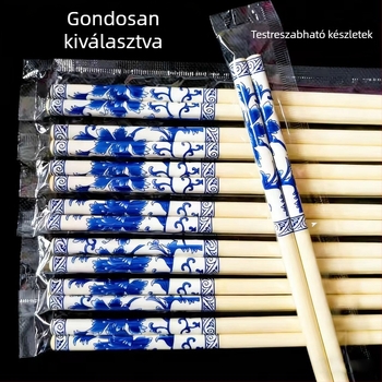 Kék-fehér porcelán mintás egyszer használatos evőpálcikák, otthoni, éttermi és catering felhasználásra, egyenként csomagolva, tiszta és higiénikus, tartós