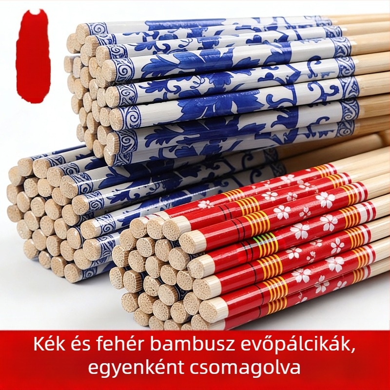 Kék-fehér porcelán mintás egyszer használatos evőpálcikák, otthoni, éttermi és catering felhasználásra, egyenként csomagolva, tiszta és higiénikus, tartós