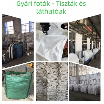Ipari fehér tonnás zsák, 1 tonnás terhelhetőség, négy felfüggesztő fül, PP szövött anyag, nyomtatás nélkül, méretek 100x100x100 cm