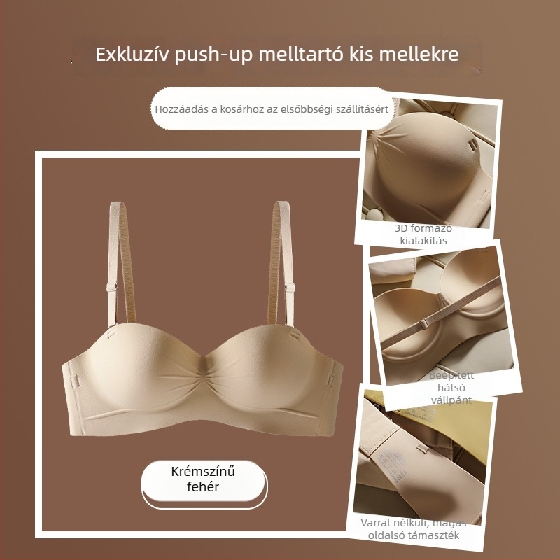 Félkosaras, varrat nélküli női melltartó, légáteresztő és kényelmes, kis mellekhez, push-up és feszesítő hatás