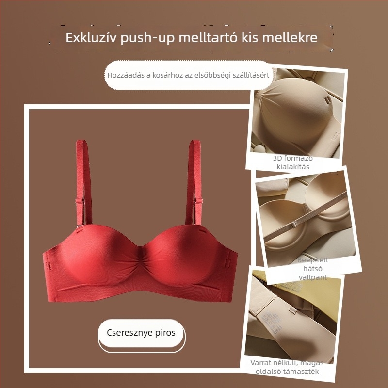 Félkosaras, varrat nélküli női melltartó, légáteresztő és kényelmes, kis mellekhez, push-up és feszesítő hatás