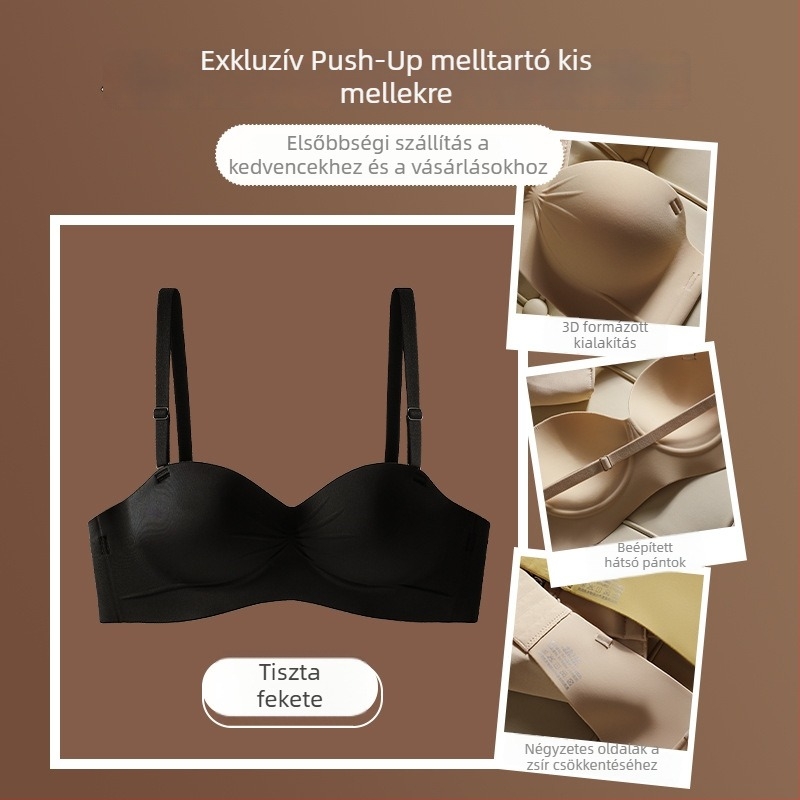 Félkosaras, varrat nélküli női melltartó, légáteresztő és kényelmes, kis mellekhez, push-up és feszesítő hatás