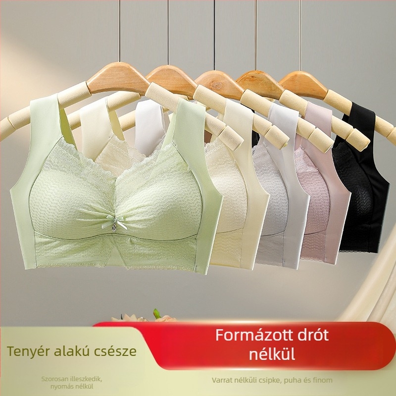 Csipkés, varrat nélküli melltartó, hátsó rész csipkézett, fix kosarakkal, összegző és emelő hatás, vest-stílus