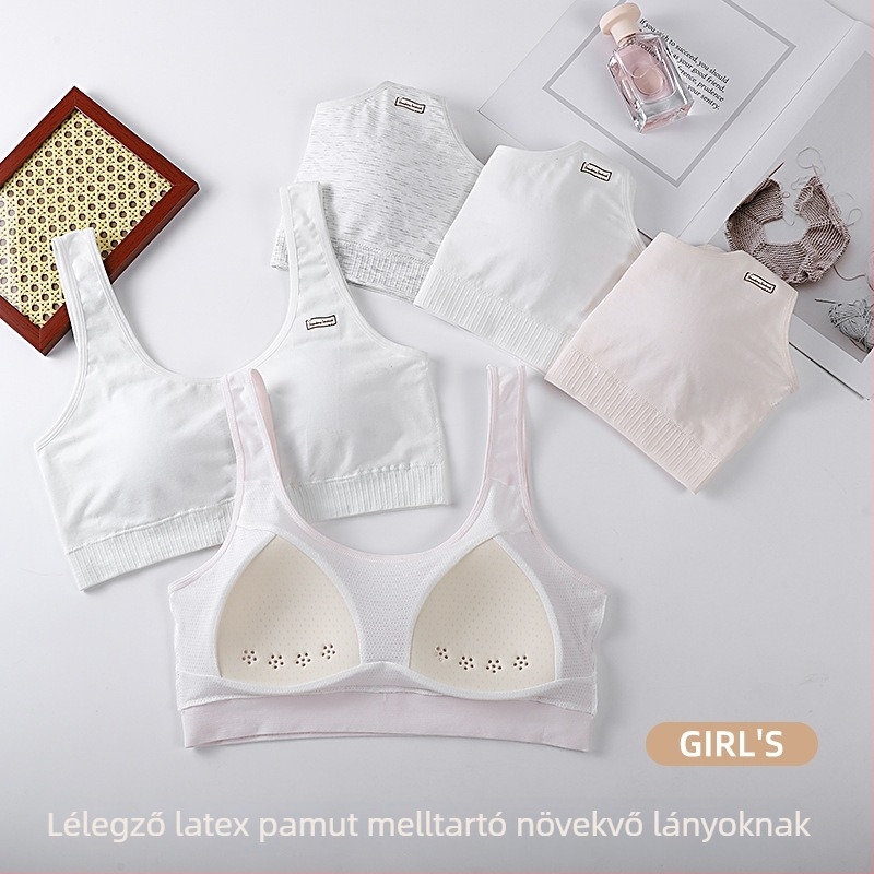 Tinédzser sportmelltartó légáteresztő kosarakkal, kényelmes és természetes fazon