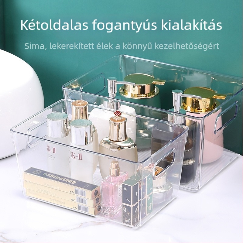 Hordozható élelmiszer-minőségű hűtőszekrény-tároló doboz, átlátszó asztali könyvorganizer, többméretű rendszer