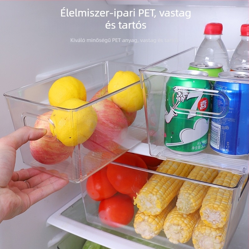 Hordozható élelmiszer-minőségű hűtőszekrény-tároló doboz, átlátszó asztali könyvorganizer, többméretű rendszer