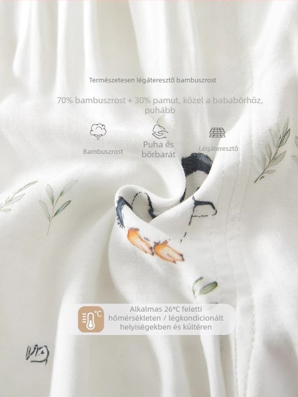 Babára szánt szúnyogriasztó nadrág, könnyű bambusz-pamut géz anyagból, tavasz-nyár