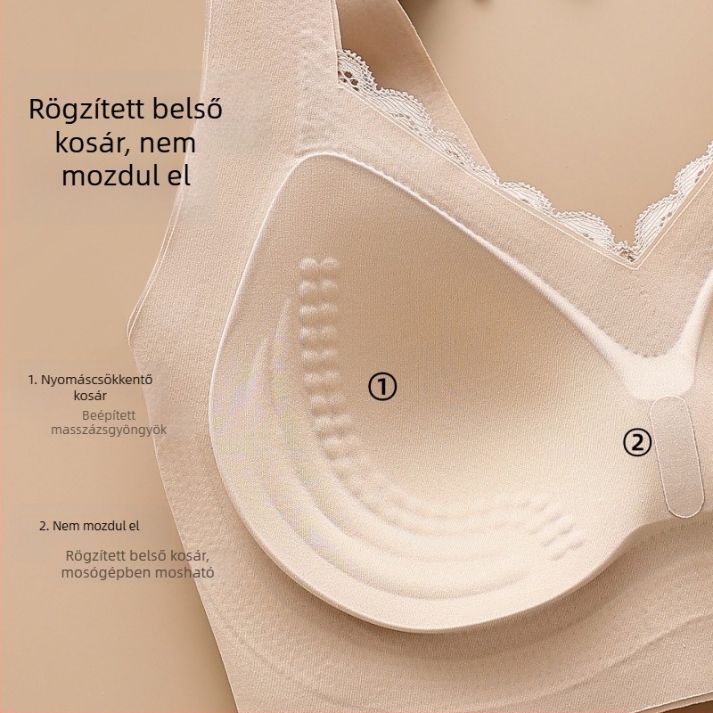 Fényes anyagú, seamless fehérnemű emelésre és formázásra, fix kosarakkal, V-nyakú, csipkés toppal