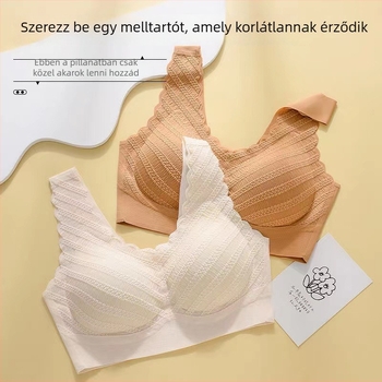 Szellős ice-silk anyagú, vezeték nélküli melltartó csipkével és párnázással, hátformázó hatás, széles vállpántokkal, varrás nélküli, plusz méret, vékony fazon