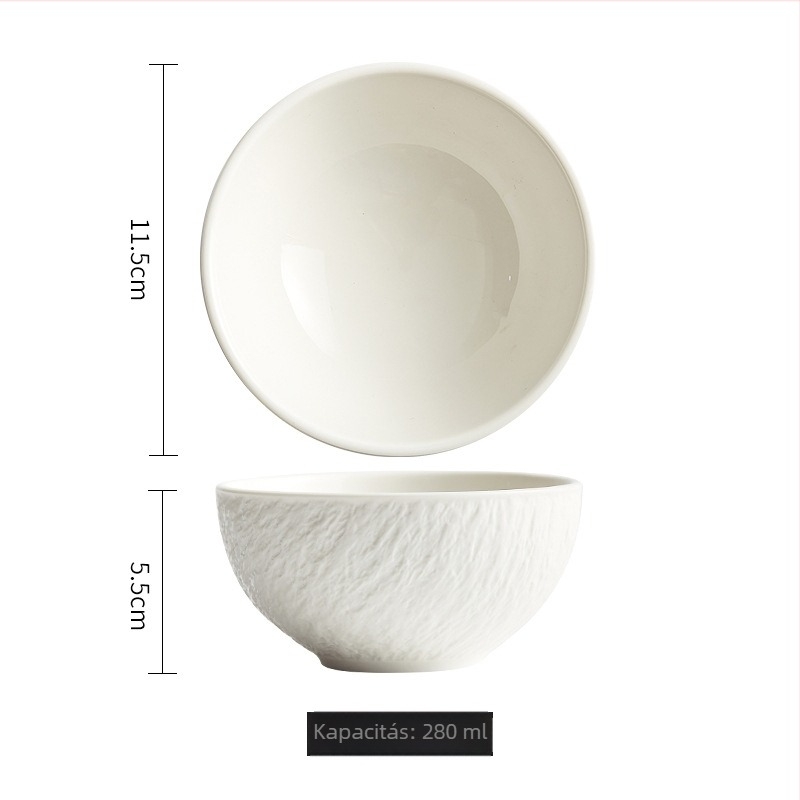 Kerámia rizstál moka színű kőhatású, modern minimalist design, 11–11,9 cm átmérő, mikrohullámú sütőben használható, desszertekhez és gyümölcsökhöz