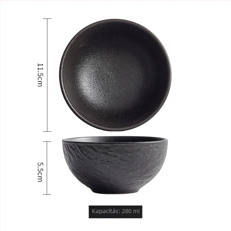 Kerámia rizstál moka színű kőhatású, modern minimalist design, 11–11,9 cm átmérő, mikrohullámú sütőben használható, desszertekhez és gyümölcsökhöz