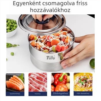 304 rozsdamentes acél kör alakú ételtároló vákuumzárással és fedéllel – ebédes doboz irodai használatra
