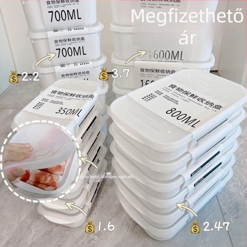 Mikrohullámú sütőben melegíthető ebédes doboz, élelmiszer-tároló konténer hűtőhöz és fagyasztóhoz