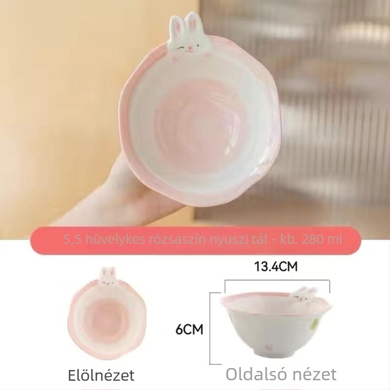 Cuki karikatúra nyuszis lány porcelán rizses tál gyerekeknek