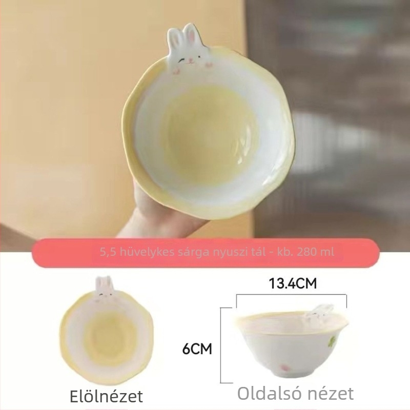 Cuki karikatúra nyuszis lány porcelán rizses tál gyerekeknek