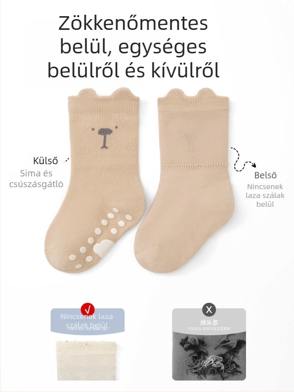 Pamut bébi beltéri zokni csúszásmentes talppal, uniszex, tavasz 2026