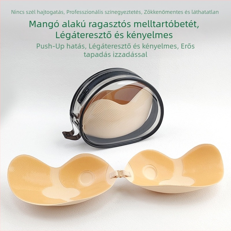 Mango alakú szilikon melltartó párnák ragasztós bimbóvédőkkel, emelés és formázás, ideális menyasszonyi ruhák alá; légáteresztő, antibakteriális